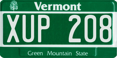 VT license plate XUP208