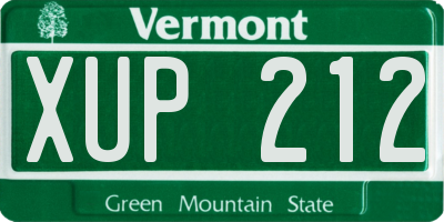 VT license plate XUP212