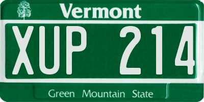 VT license plate XUP214