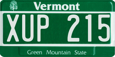 VT license plate XUP215