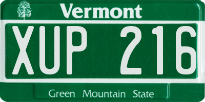 VT license plate XUP216