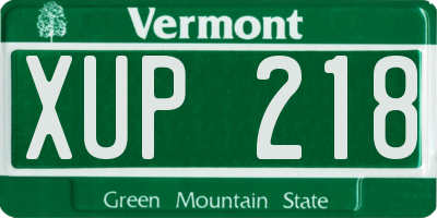 VT license plate XUP218