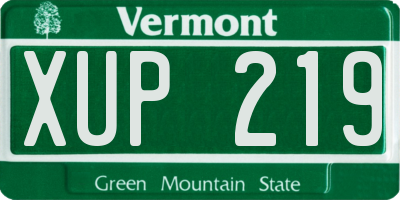 VT license plate XUP219