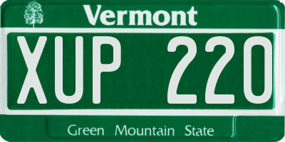 VT license plate XUP220
