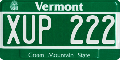 VT license plate XUP222