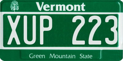 VT license plate XUP223