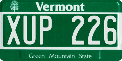 VT license plate XUP226