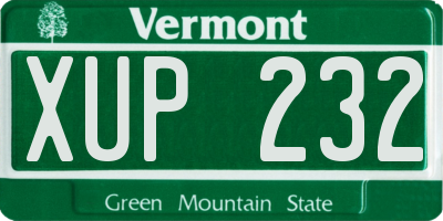 VT license plate XUP232