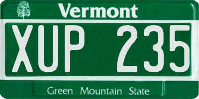 VT license plate XUP235