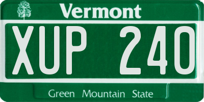 VT license plate XUP240