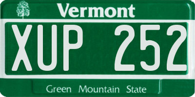 VT license plate XUP252