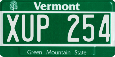 VT license plate XUP254