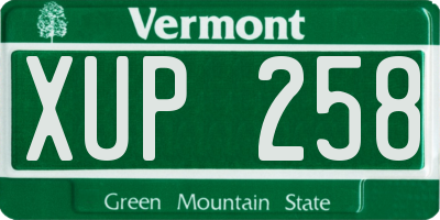 VT license plate XUP258
