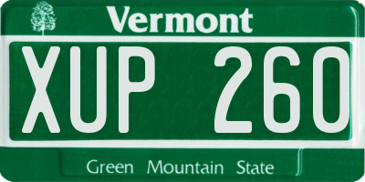 VT license plate XUP260