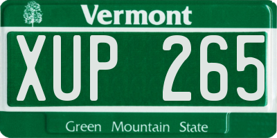 VT license plate XUP265