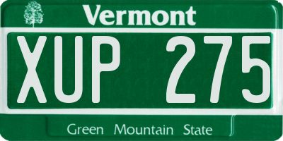 VT license plate XUP275