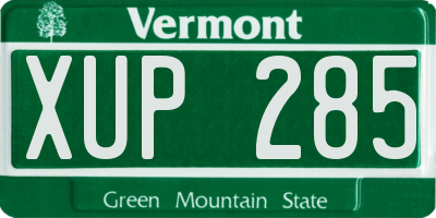 VT license plate XUP285
