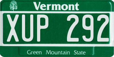 VT license plate XUP292