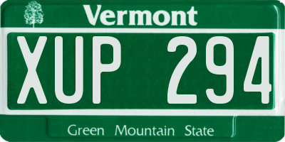 VT license plate XUP294