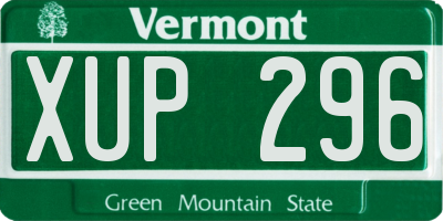 VT license plate XUP296