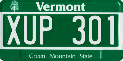 VT license plate XUP301
