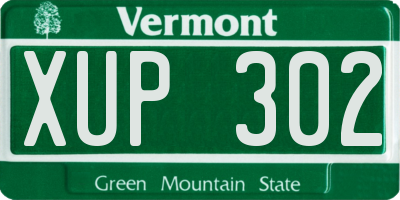 VT license plate XUP302