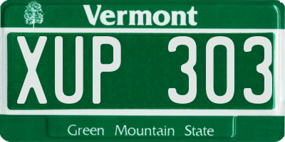 VT license plate XUP303