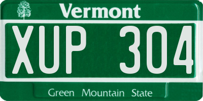 VT license plate XUP304