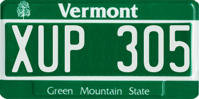 VT license plate XUP305