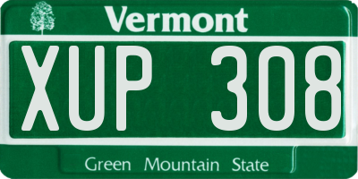 VT license plate XUP308