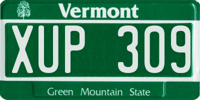 VT license plate XUP309