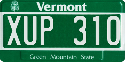 VT license plate XUP310