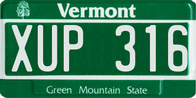 VT license plate XUP316