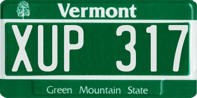 VT license plate XUP317