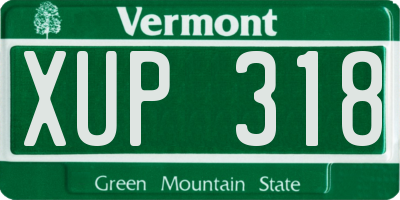 VT license plate XUP318