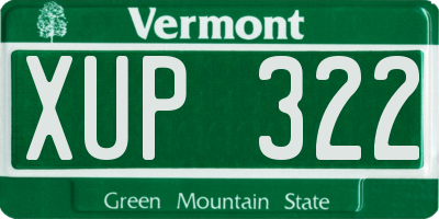 VT license plate XUP322