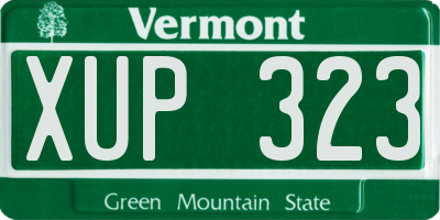 VT license plate XUP323