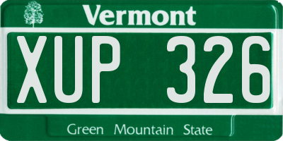 VT license plate XUP326
