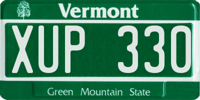 VT license plate XUP330