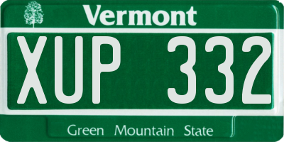 VT license plate XUP332
