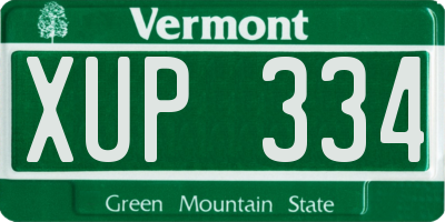 VT license plate XUP334