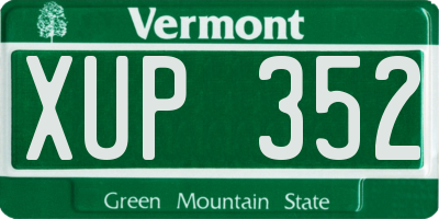 VT license plate XUP352