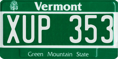 VT license plate XUP353