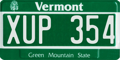 VT license plate XUP354