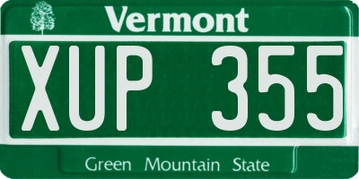 VT license plate XUP355