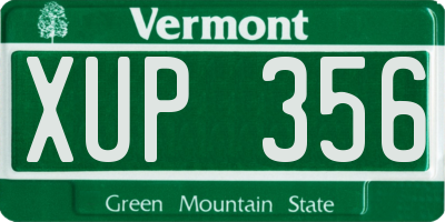 VT license plate XUP356