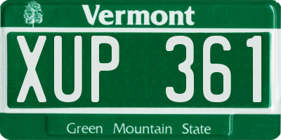 VT license plate XUP361