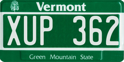 VT license plate XUP362