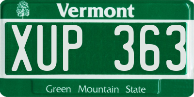 VT license plate XUP363