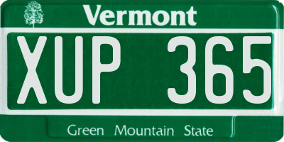 VT license plate XUP365